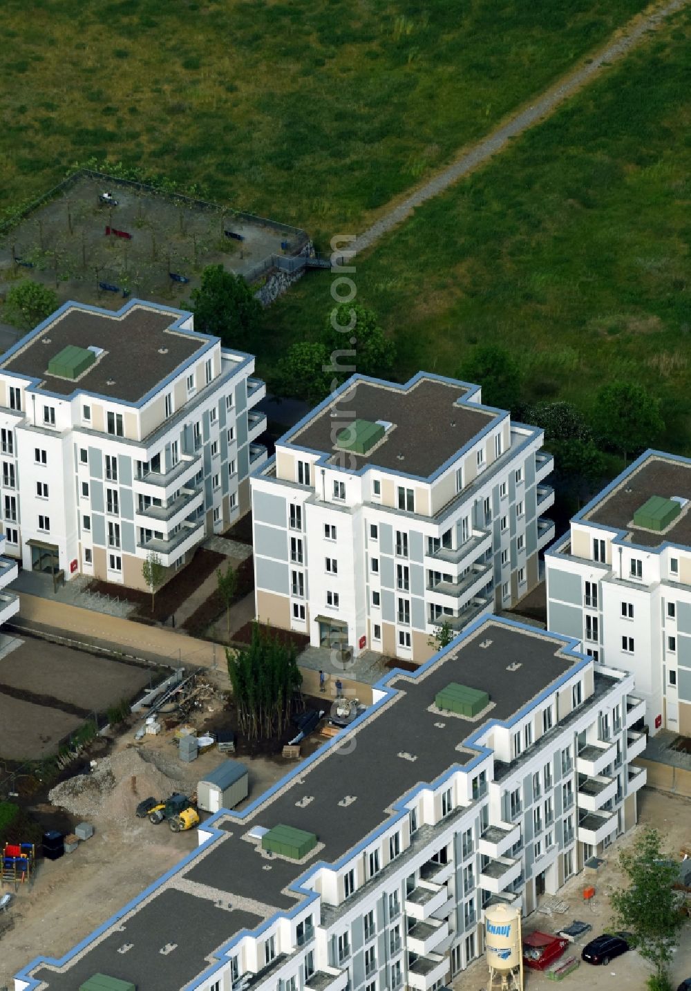 Berlin from above - New multi-family residential complex between Hasenholzer Allee and the Wiesenpark in the district Marzahn in Berlin