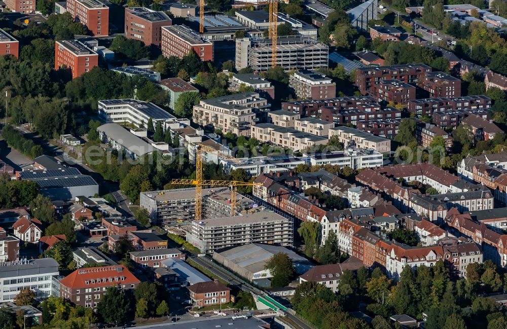 Aerial image Kiel - Construction site for a new micro apartment complex Lieblingsplatz on VELO 10 on street Christian-Kruse-Strasse in the district Ravensberg in Kiel in the state Schleswig-Holstein, Germany