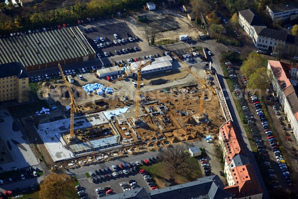 Aerial image Potsdam - Vew of the new construction of ministries in Potsdam in the state of Brandenburg