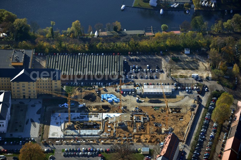 Potsdam from above - Vew of the new construction of ministries in Potsdam in the state of Brandenburg