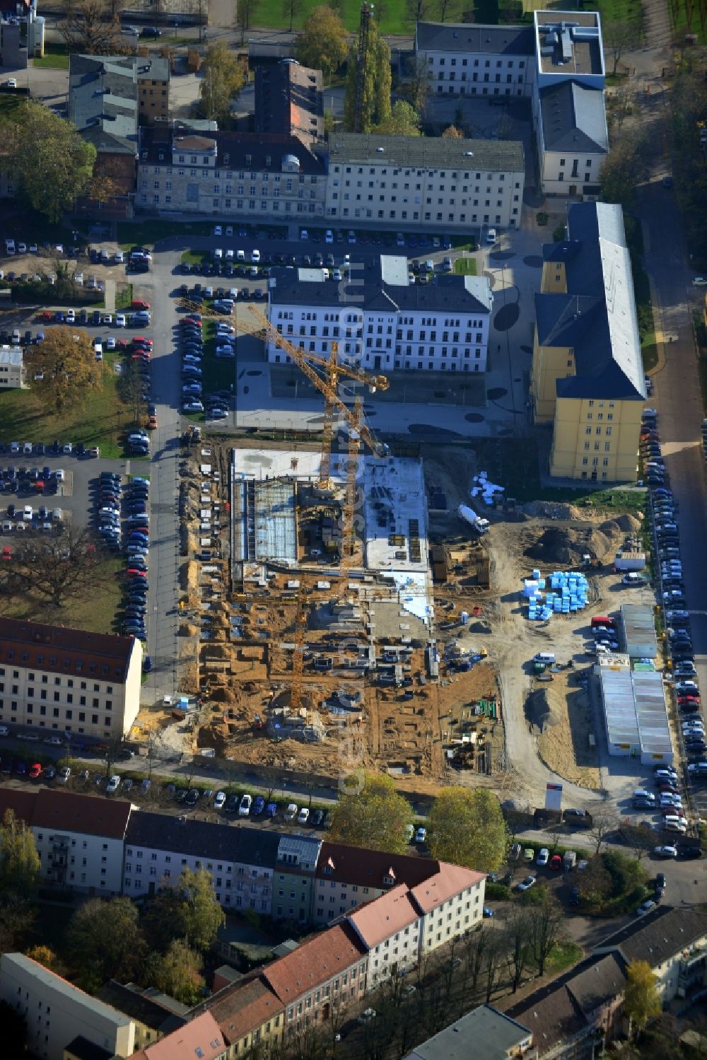 Potsdam from the bird's eye view: Vew of the new construction of ministries in Potsdam in the state of Brandenburg