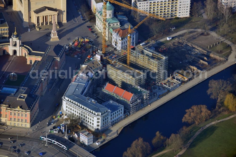 Aerial photograph Potsdam - Construction site of Museum building ensemble Museum Barberini on Humboldtstrasse in the district Innenstadt in Potsdam in the state Brandenburg, Germany