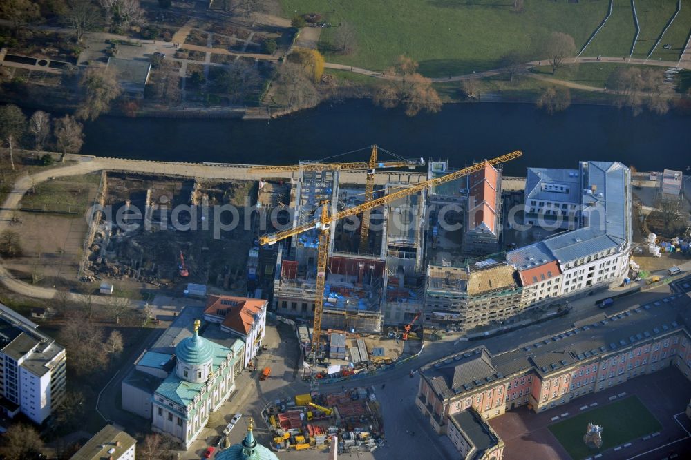 Aerial photograph Potsdam - Construction site of Museum building ensemble Museum Barberini on Humboldtstrasse in the district Innenstadt in Potsdam in the state Brandenburg, Germany