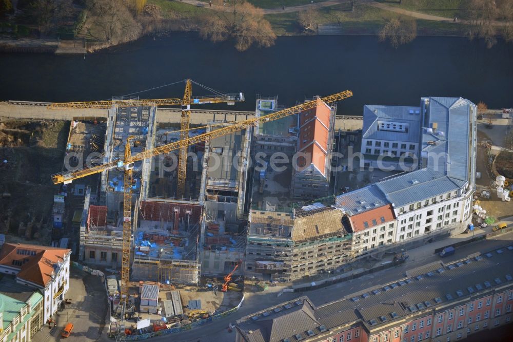 Potsdam from above - Construction site of Museum building ensemble Museum Barberini on Humboldtstrasse in the district Innenstadt in Potsdam in the state Brandenburg, Germany