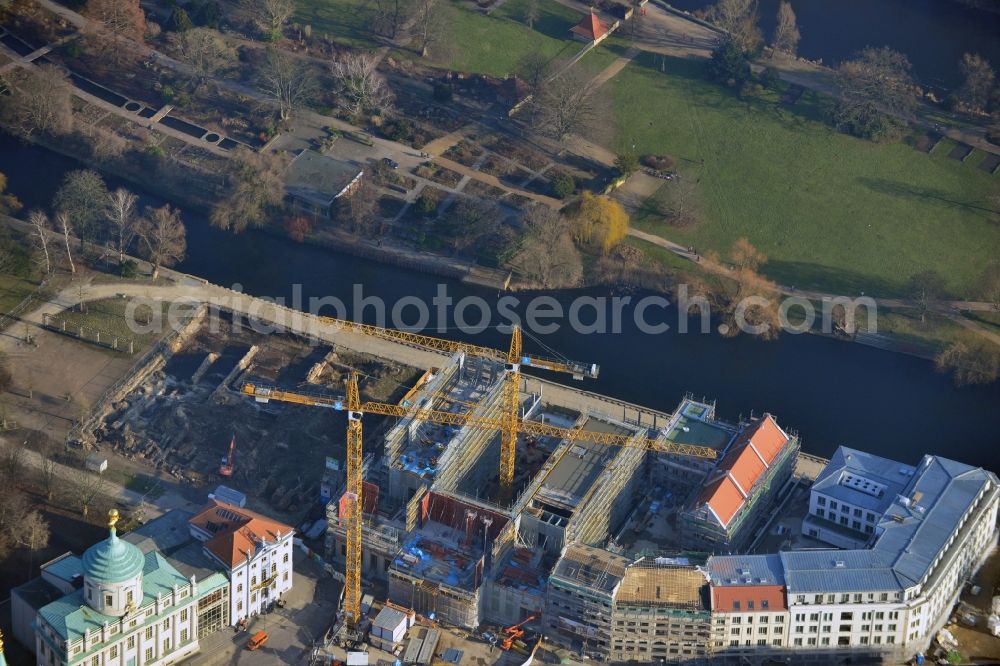 Aerial image Potsdam - Construction site of Museum building ensemble Museum Barberini on Humboldtstrasse in the district Innenstadt in Potsdam in the state Brandenburg, Germany