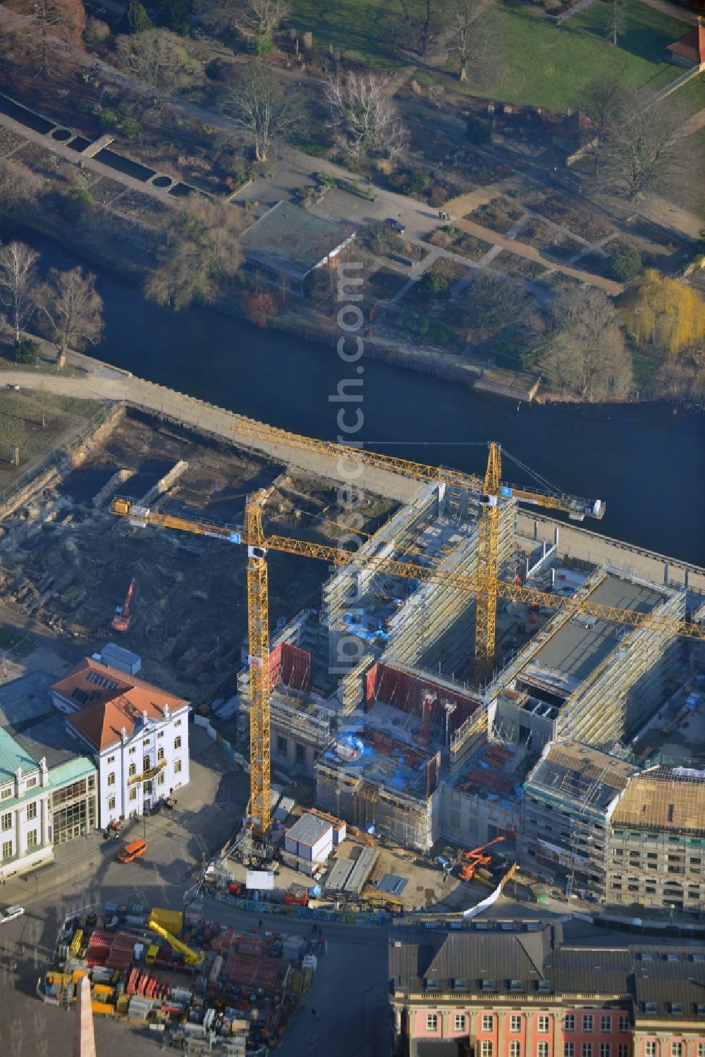 Aerial photograph Potsdam - Construction site of Museum building ensemble Museum Barberini on Humboldtstrasse in the district Innenstadt in Potsdam in the state Brandenburg, Germany