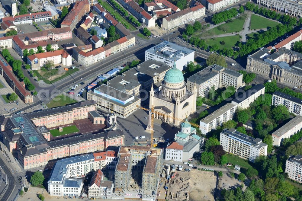 Aerial photograph Potsdam - Construction site of Museum building ensemble Museum Barberini on Humboldtstrasse in the district Innenstadt in Potsdam in the state Brandenburg, Germany