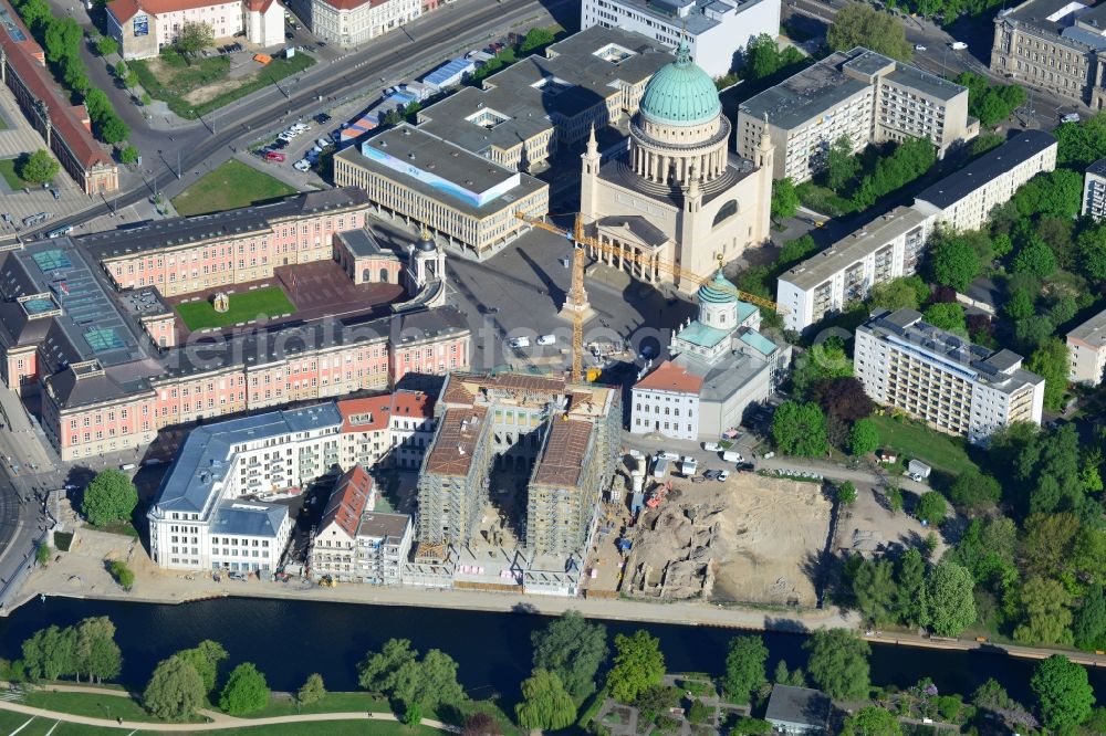 Potsdam from above - Construction site of Museum building ensemble Museum Barberini on Humboldtstrasse in the district Innenstadt in Potsdam in the state Brandenburg, Germany