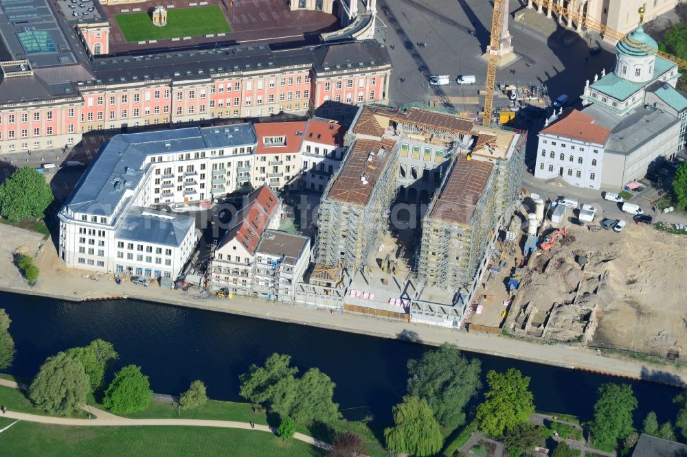 Potsdam from the bird's eye view: Construction site of Museum building ensemble Museum Barberini on Humboldtstrasse in the district Innenstadt in Potsdam in the state Brandenburg, Germany