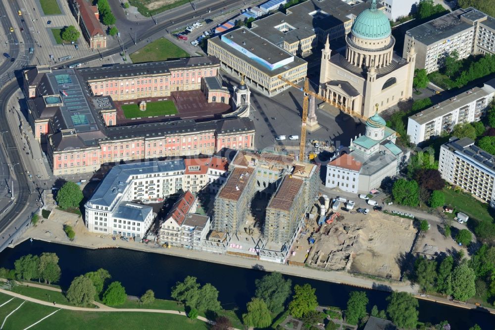 Aerial photograph Potsdam - Construction site of Museum building ensemble Museum Barberini on Humboldtstrasse in the district Innenstadt in Potsdam in the state Brandenburg, Germany