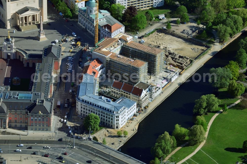 Aerial image Potsdam - Construction site of Museum building ensemble Museum Barberini on Humboldtstrasse in the district Innenstadt in Potsdam in the state Brandenburg, Germany