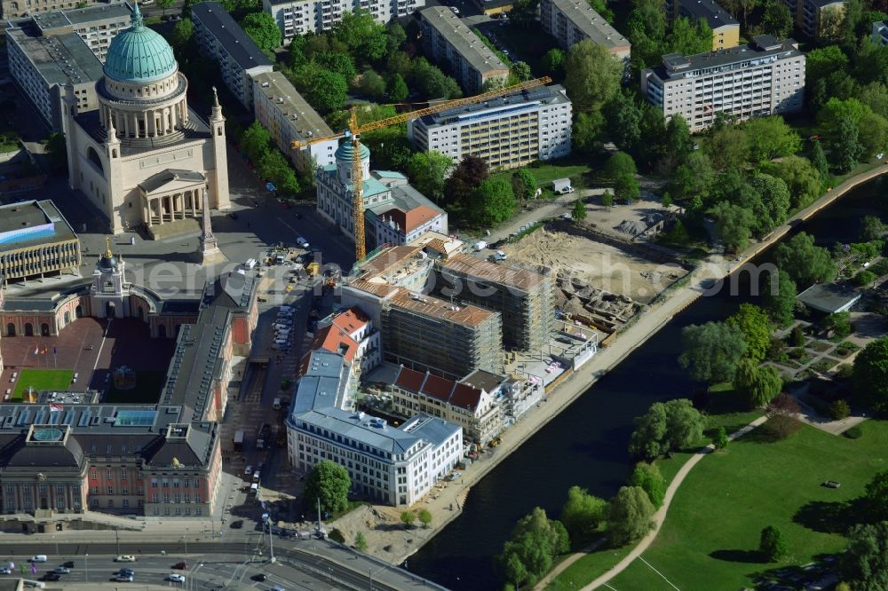 Aerial photograph Potsdam - Construction site of Museum building ensemble Museum Barberini on Humboldtstrasse in the district Innenstadt in Potsdam in the state Brandenburg, Germany