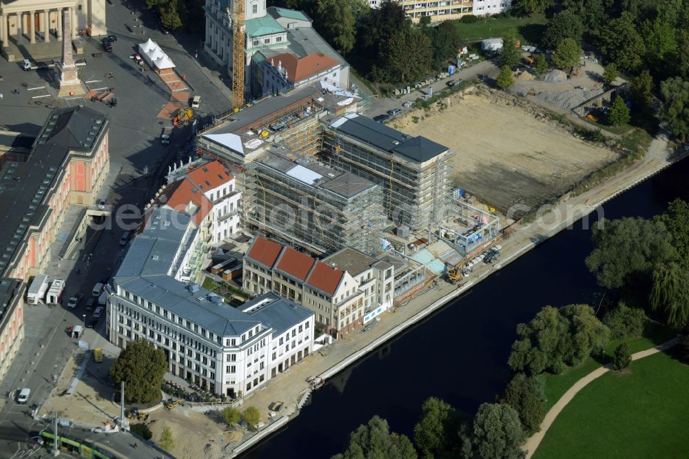 Aerial image Potsdam - Construction site of Museum building ensemble Museum Barberini on Humboldtstrasse in the district Innenstadt in Potsdam in the state Brandenburg, Germany