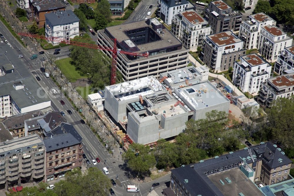 Wiesbaden from above - Construction site of museum building ensemble Reinhard Ernst on Wilhelmstrasse in Wiesbaden in the state Hesse, Germany