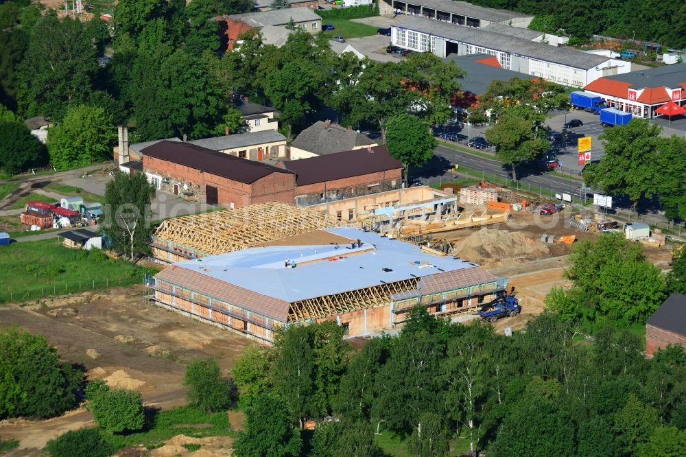 Aerial image Werneuchen - Construction of the local ALDI- shopping center on the B 158 in Werneuchen in Brandenburg