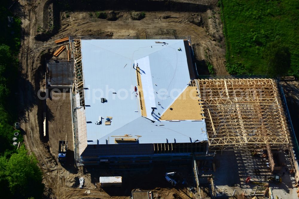 Aerial image Werneuchen - Construction of the local ALDI- shopping center on the B 158 in Werneuchen in Brandenburg