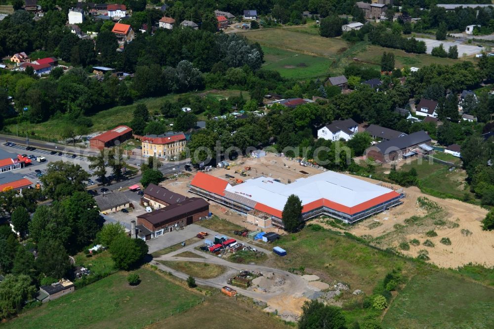 Aerial photograph Werneuchen - Construction of the local ALDI- shopping center on the B 158 in Werneuchen in Brandenburg