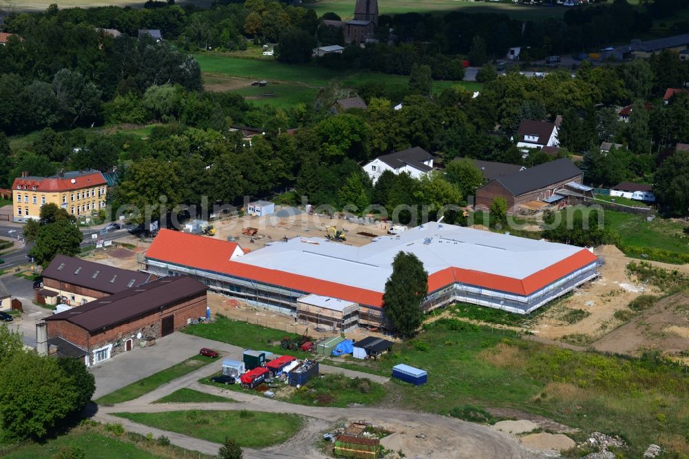 Aerial photograph Werneuchen - Construction of the local ALDI- shopping center on the B 158 in Werneuchen in Brandenburg