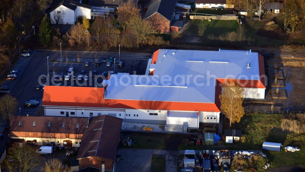 Werneuchen from above - Construction of the local ALDI- shopping center on the B 158 in Werneuchen in Brandenburg