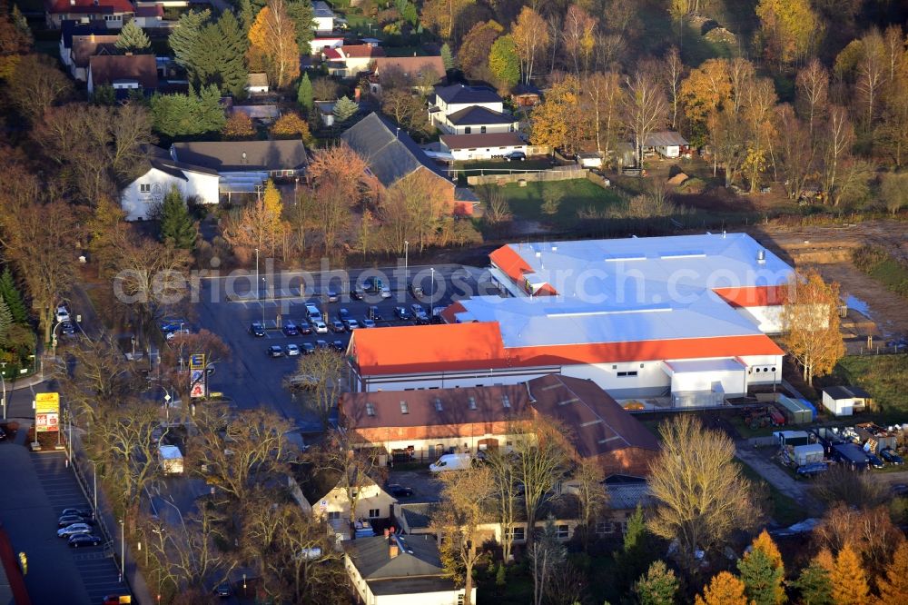 Aerial photograph Werneuchen - Construction of the local ALDI- shopping center on the B 158 in Werneuchen in Brandenburg