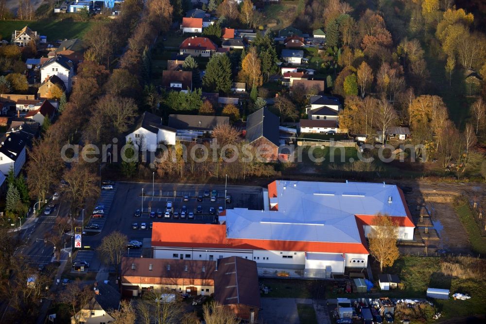 Werneuchen from above - Construction of the local ALDI- shopping center on the B 158 in Werneuchen in Brandenburg