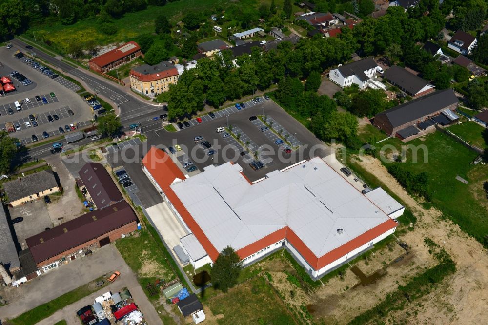 Aerial image Werneuchen - Construction of the local ALDI- shopping center on the B 158 in Werneuchen in Brandenburg