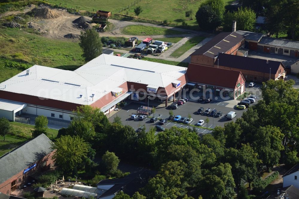 Werneuchen from above - Construction of the local ALDI- shopping center on the B 158 in Werneuchen in Brandenburg