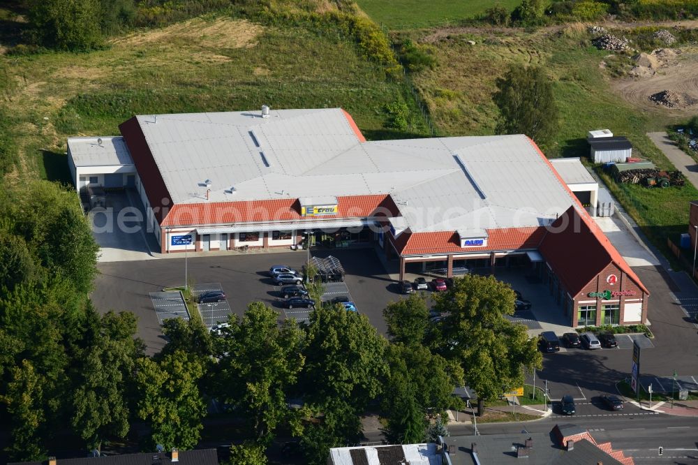 Aerial image Werneuchen - Construction of the local ALDI- shopping center on the B 158 in Werneuchen in Brandenburg