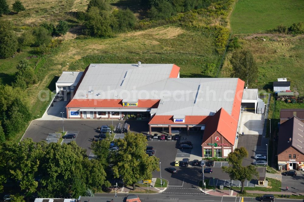 Werneuchen from above - Construction of the local ALDI- shopping center on the B 158 in Werneuchen in Brandenburg