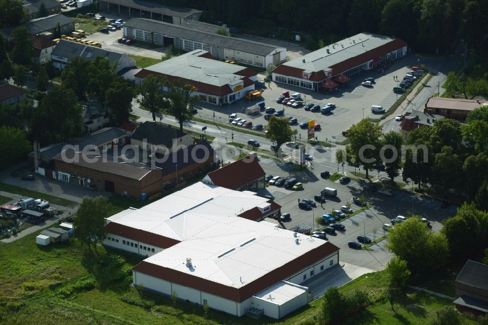 Aerial image Werneuchen - Construction of the local ALDI- shopping center on the B 158 in Werneuchen in Brandenburg