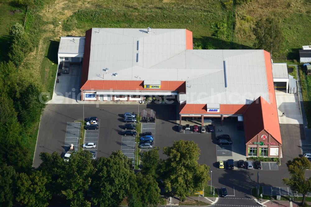 Werneuchen from above - Construction of the local ALDI- shopping center on the B 158 in Werneuchen in Brandenburg