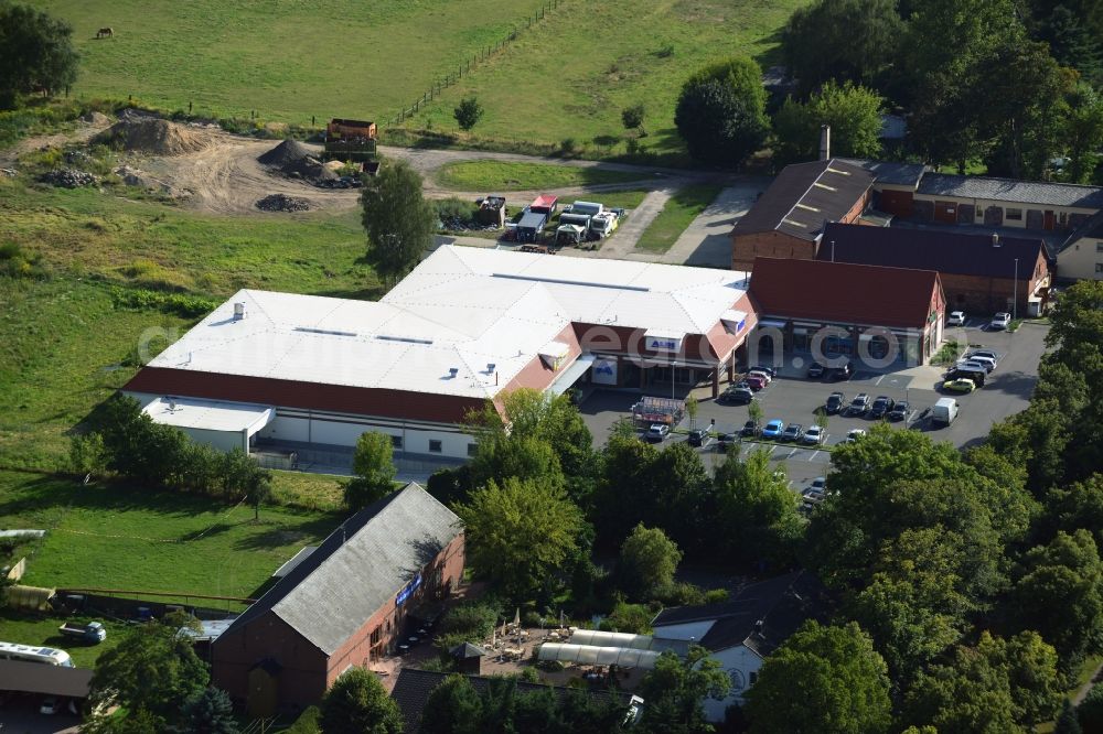 Werneuchen from above - Construction of the local ALDI- shopping center on the B 158 in Werneuchen in Brandenburg