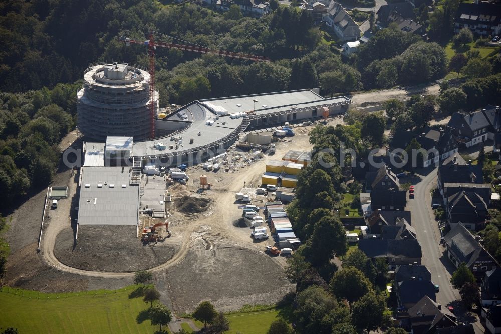 Aerial image Winterberg - Construction site of Oversum Vita Resort in Winterberg in the Upper Sauerland in the federal state of North Rhine-Westphalia