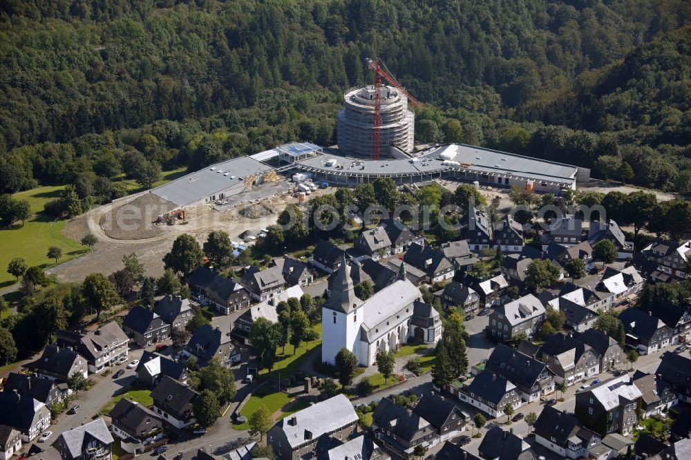 Winterberg from the bird's eye view: Construction site of Oversum Vita Resort in Winterberg in the Upper Sauerland in the federal state of North Rhine-Westphalia