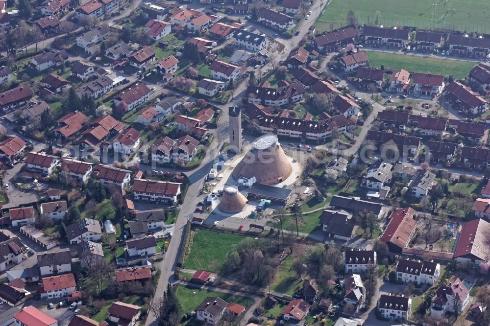 Aerial image Holzkirchen - Church building St. Josef in Holzkirchen in the state Bavaria