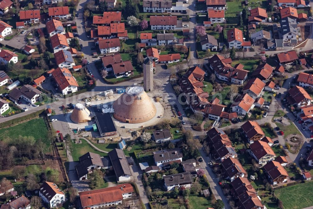 Aerial photograph Holzkirchen - Church building St. Josef in Holzkirchen in the state Bavaria