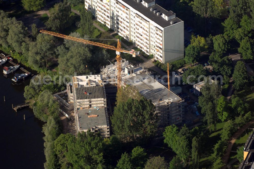 Potsdam from above - Baustelle / Neubau vom Pflegeheim mit betreutem Wohnen Auf dem Kiewett 39 bzw. Havelpalais an der Neustädter Havelbucht in Potsdam. Ein Projekt der TLG Immobilien GmbH. Construction site of a residential care home with assisted living in Potsdam.