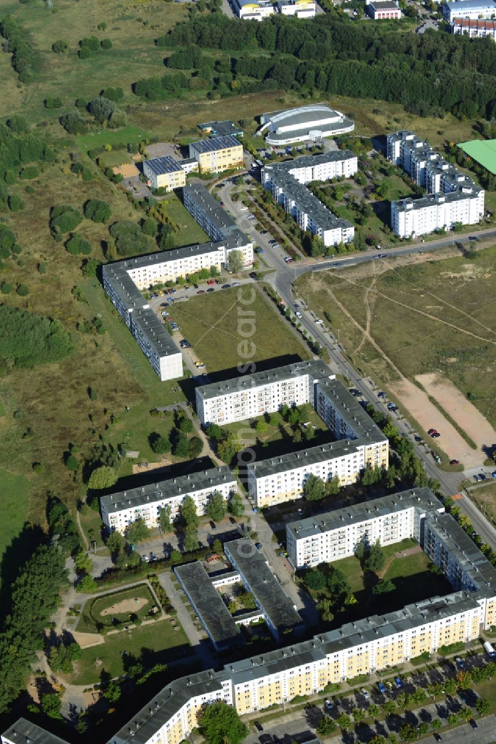 Schwerin from above - New construction residential construction plates Krebsfoerden in Schwerin in Mecklenburg-Western Pomerania