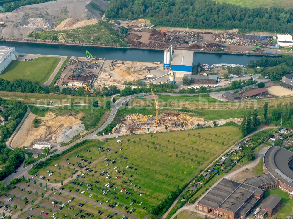 Aerial image Gelsenkirchen - Construction site to build a new pumping station at the sewer at the Hueller Bach creek in Gelsenkirchen in the state of North Rhine-Westphalia