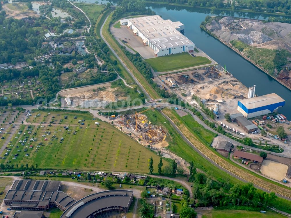 Aerial photograph Gelsenkirchen - Construction site to build a new pumping station at the sewer at the Hueller Bach creek in Gelsenkirchen in the state of North Rhine-Westphalia