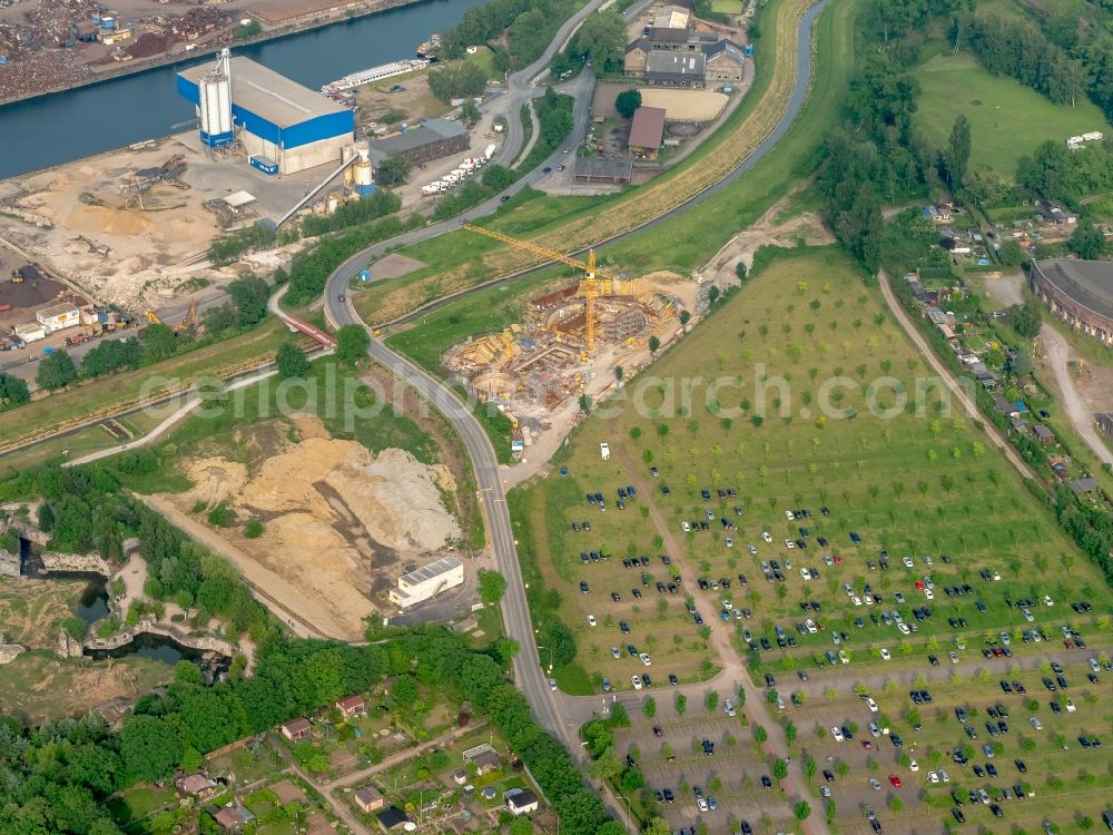 Aerial image Gelsenkirchen - Construction site to build a new pumping station at the sewer at the Hueller Bach creek in Gelsenkirchen in the state of North Rhine-Westphalia