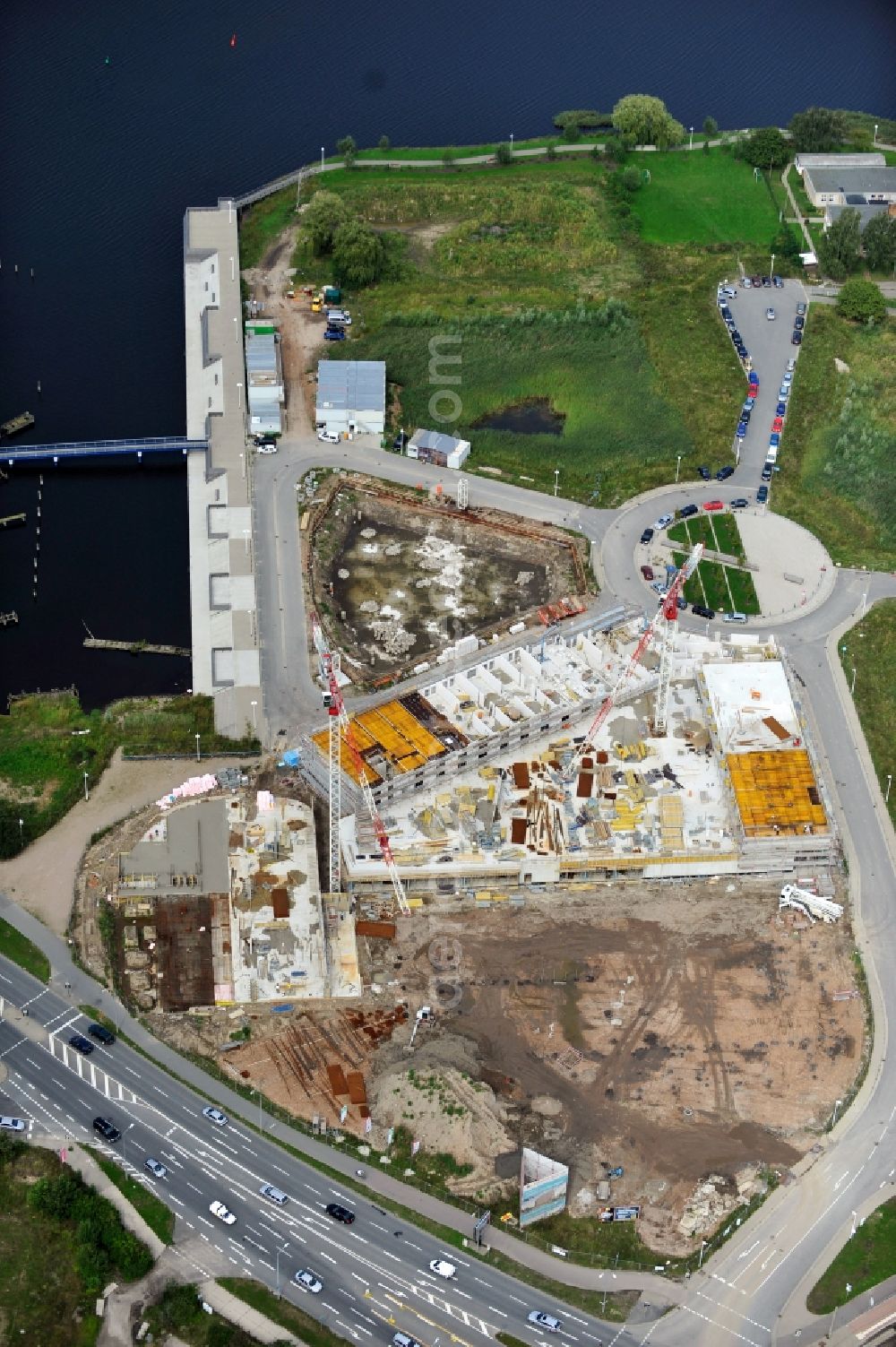 Aerial image Rostock - View of construction site of Randstad office in Rostock in Mecklenburg-Western Pomerania