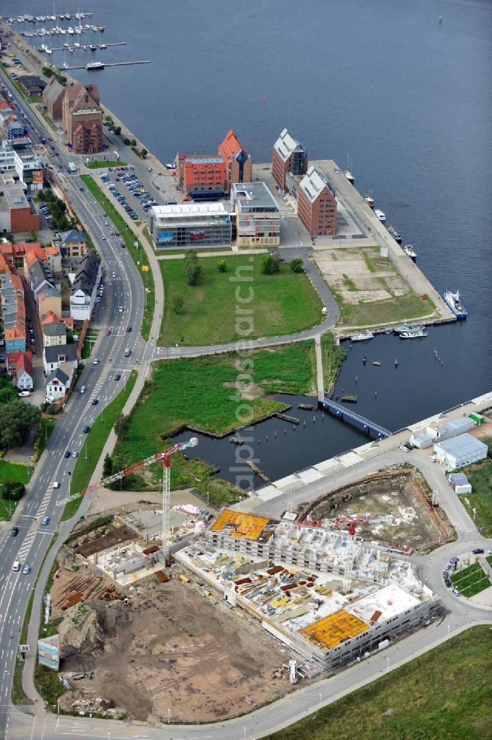 Rostock from above - View of construction site of Randstad office in Rostock in Mecklenburg-Western Pomerania