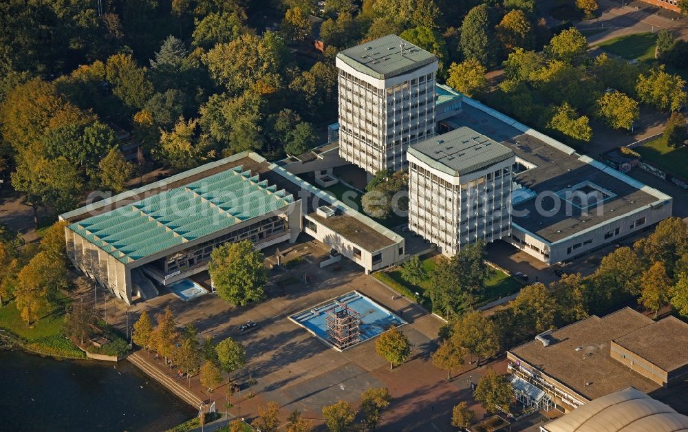 Aerial photograph Marl - New Town Hall with Rathaussee in Marl in North Rhine-Westphalia