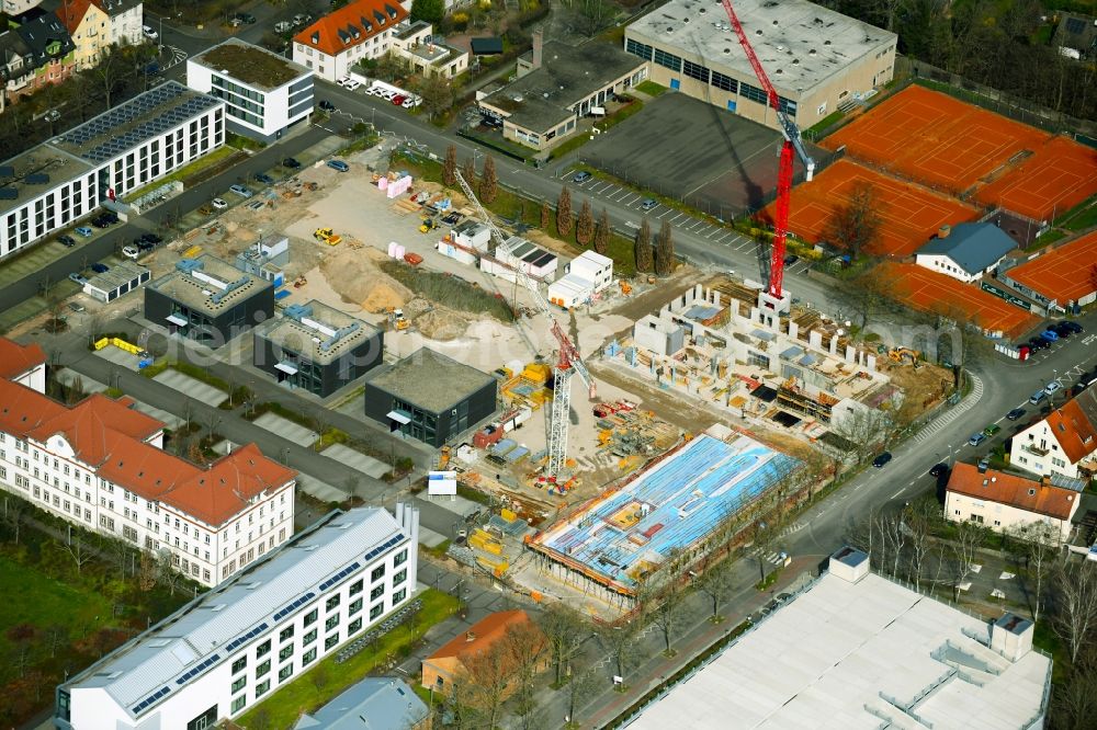 Aschaffenburg from above - Construction site of data center building and online data processing hub on Bessenbacher Weg in Aschaffenburg in the state Bavaria, Germany