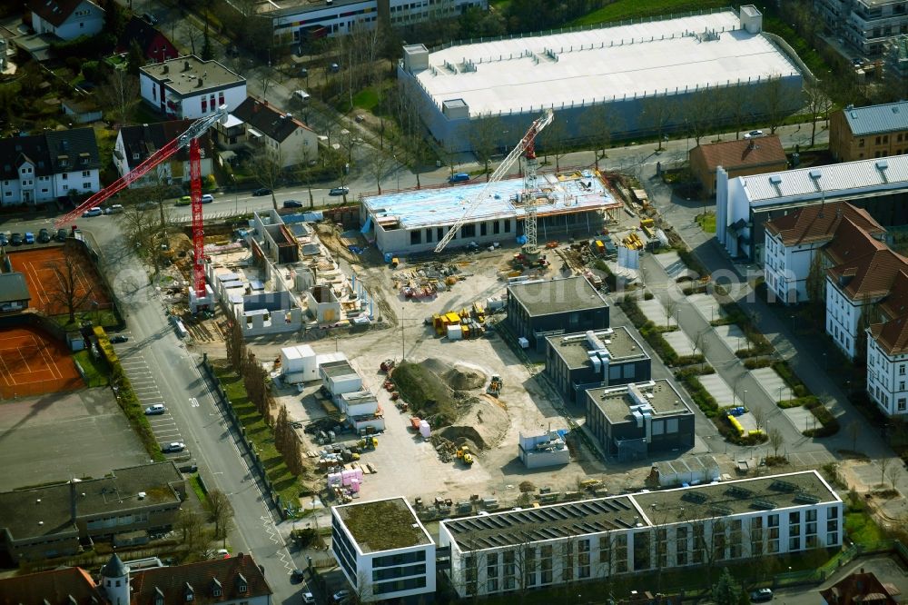 Aerial image Aschaffenburg - Construction site of data center building and online data processing hub on Bessenbacher Weg in Aschaffenburg in the state Bavaria, Germany