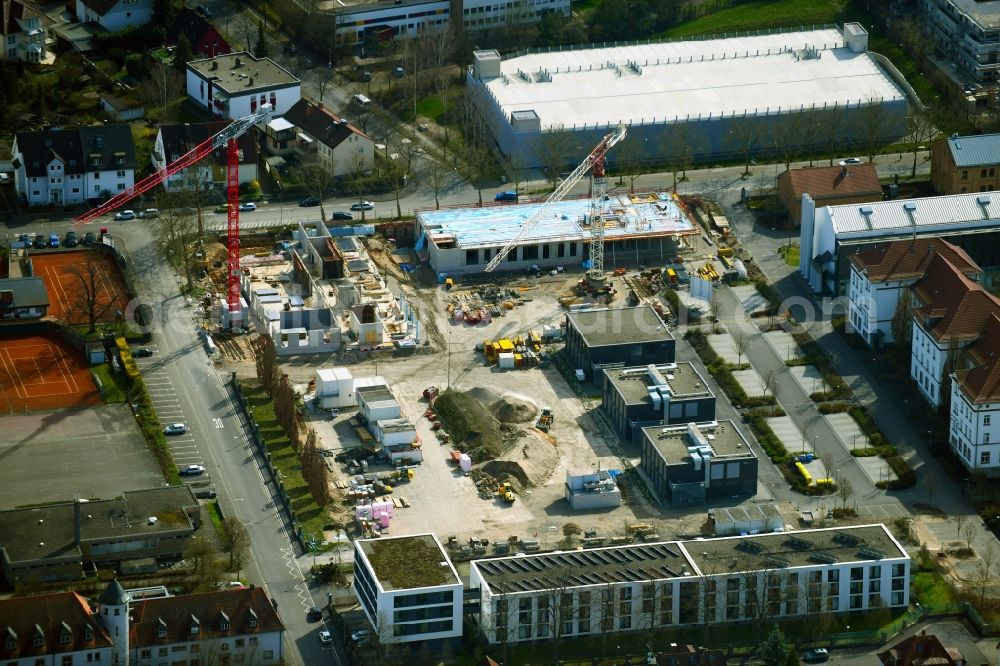 Aerial photograph Aschaffenburg - Construction site of data center building and online data processing hub on Bessenbacher Weg in Aschaffenburg in the state Bavaria, Germany