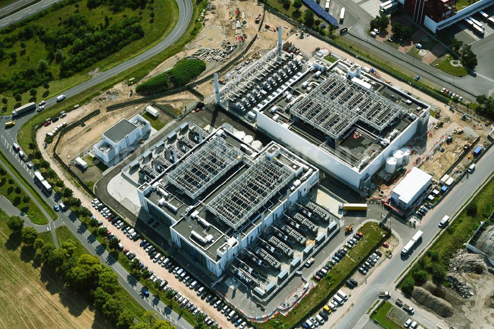 Mittenwalde from above - Construction site of data center building and online data processing hub on street Dahmestrasse in Mittenwalde in the state Brandenburg, Germany