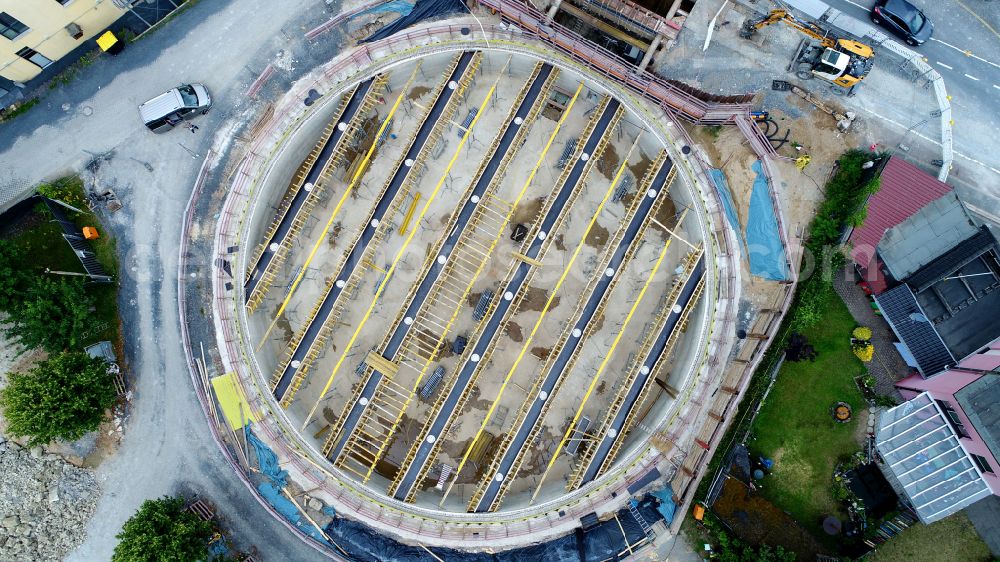 Aerial image Siegburg - Construction of a new rainwater retention basin on street Zeithstrasse in Siegburg in the state North Rhine-Westphalia, Germany