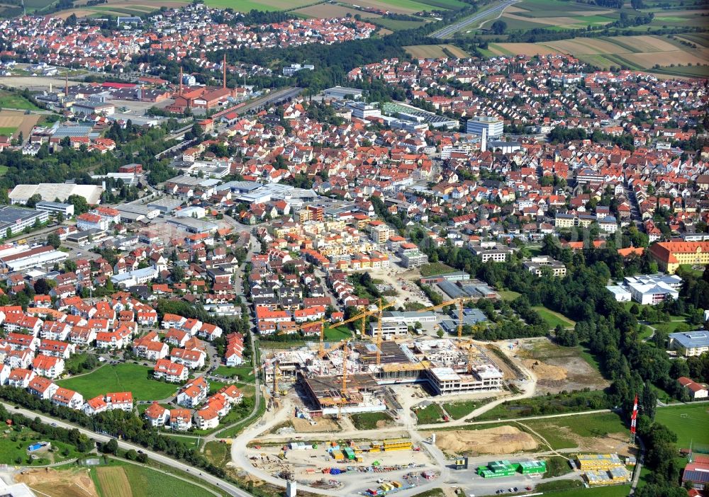 Aerial image Winnenden - View of new construction of the Rems Murr Hospital Winnenden in the state Baden-Wuerttemberg